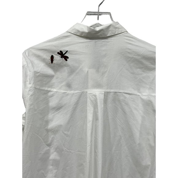 Embroidered Insect White Women's Top - Picture 7 of 9